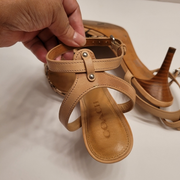 Coach Meg Leather Open Toe Ankle Strap Sandals - Picture 10 of 16